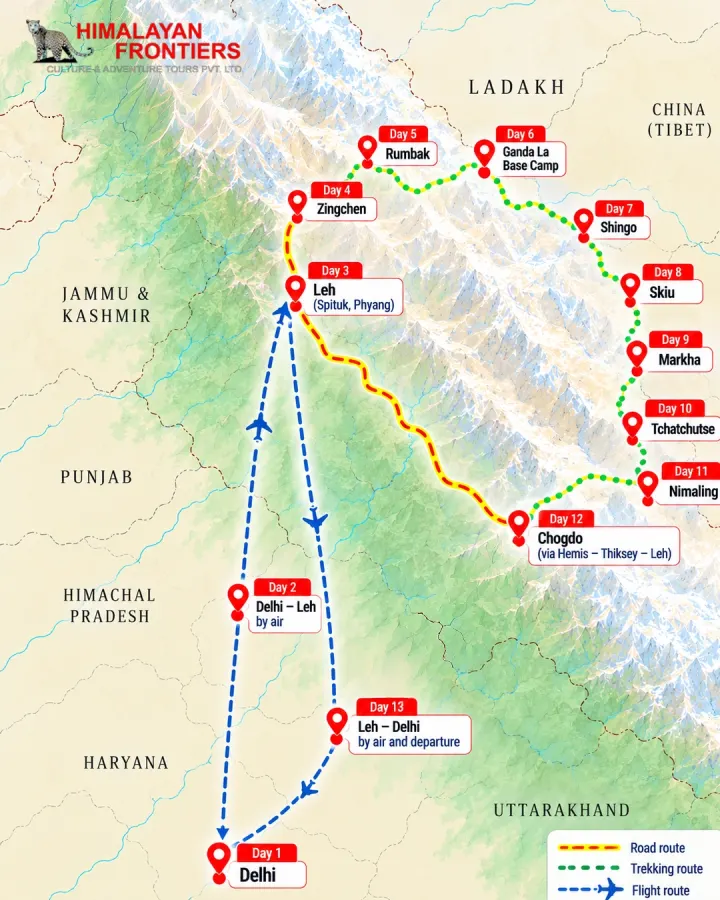Trekking in the Markha valley route map